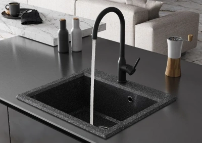 Смеситель для кухни с подключением фильтра Santek Себа, черный матовый WH5A43020N001