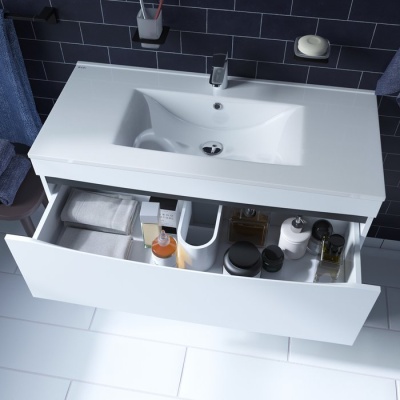 Тумба с умывальником 100 см напольная IDDIS Cloud, белая CLO10WFi95K