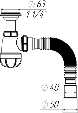 Сифон для умывальника Aquant Standart, белый S2015-35-MR