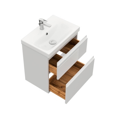 Тумба подвесная Laparet Optimum Slim 60 с умывальником Cersanit Moduo Slim 60 белый глянец LO-WCAB-60SL-01+S-UM-MOD60SL/1