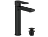 BLACK Смеситель для раковины высокий однорычажный черный клик клак Cersanit Brasko 63111