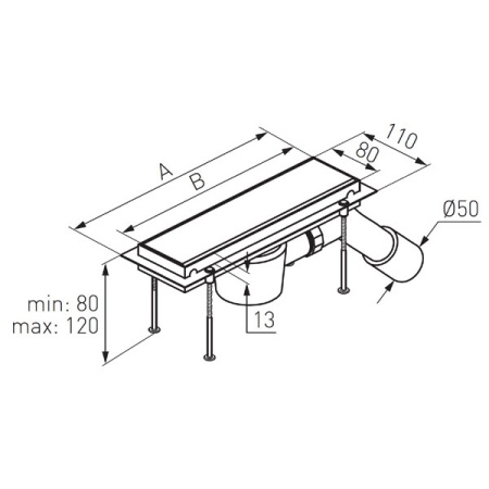 Трап/канал для душа линейный Ferro Basic, белый OL2-30