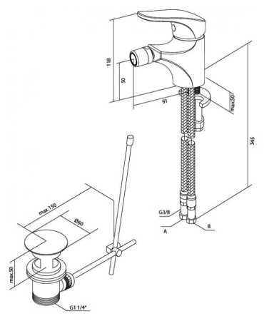 Смеситель для биде AM.PM Joy 91 F8583100 хром