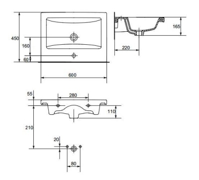 Умывальник Cersanit ONTARIO 60 врезной
