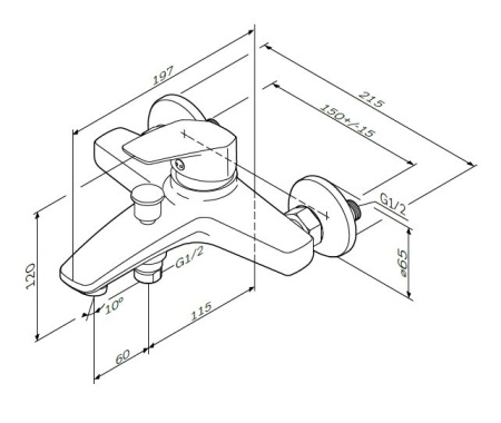 Смеситель для ванны и душа AM.PM Gem F9010000