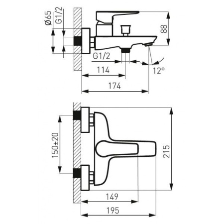 Смеситель для ванны Ferro Adore цельнолитой белый BDR1