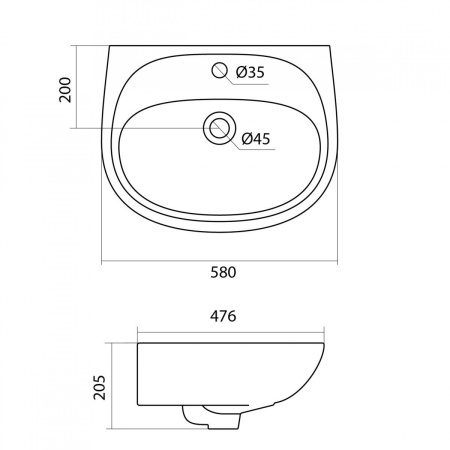 Умывальник настенный Santek "АНИМО-60", белый 1WH110508