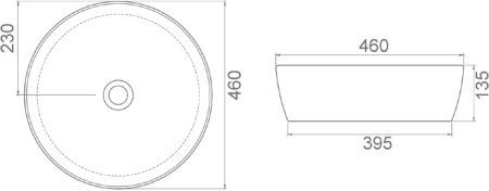 Умывальник на столешницу круглый CeraStyle One 46см, белый OC021P41W00