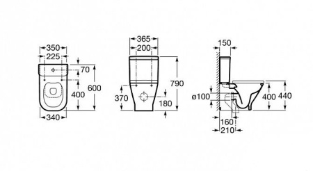 Унитаз-компакт Roca The Gap Compact Clean Rim с сиденьем микролифт, универсальный выпуск