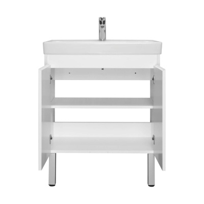 Тумба подвесная Акватон Сканди Doors 70 белый глянец / белый матовый с умывальником Santek Адриана 70