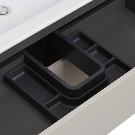 Тумба под умывальник подвесная Акватон Сохо 100 с умывальником Элина 100, слэйт/галька серая