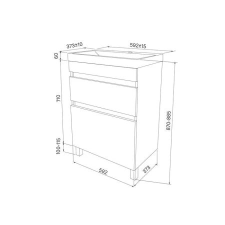 Тумба с умывальником 60 см напольная с ящиками Iddis Zodiac, белый ZOD6ABFi95K