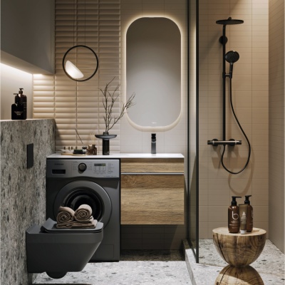 Тумба подвесная с умывальником Aqwella Terra TER01051DB R, дуб балтийский