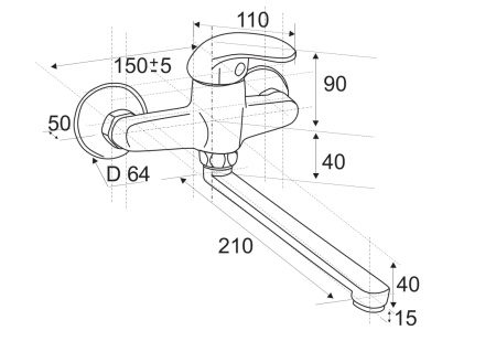 Смеситель для ванны Центр сантехники ЦС-СМ 294-2 D35 М42, хром СТ300503