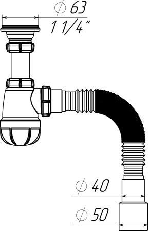 Сифон для умывальника Aquant Standart, белый S1015-35-MR
