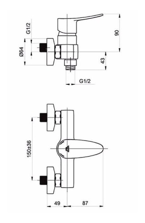 Смеситель для душа Rubineta Static-12/K (N)