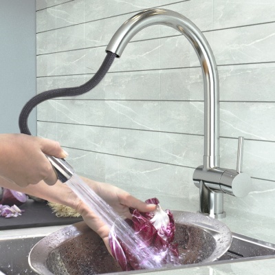 Смеситель для кухни высокий с вытяжным изливом Gross Aqua Extra 3140609C