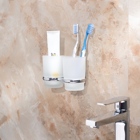 Стеклянный стакан к стене двойной PMC A6021