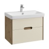 Тумба под умывальник подвесная Акватон Оливия 70 с умывальником Адриана 70, бежевый/дуб Веллингтон
