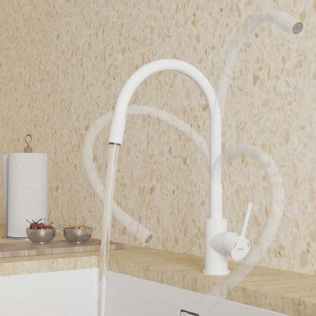 Смеситель для кухни гибкий Milardo Meal, белый M01WT0FM05