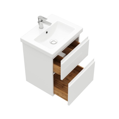 Тумба подвесная Laparet Optimum 50 с умывальником Cersanit Como 50 белый глянец LO-WCAB-50-01+S-UM-COM50/1-w