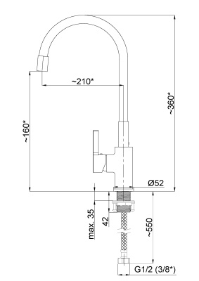 Смеситель для кухни с гибким изливом Rubineta Flexy-33 (GR), зеленый FL300G8