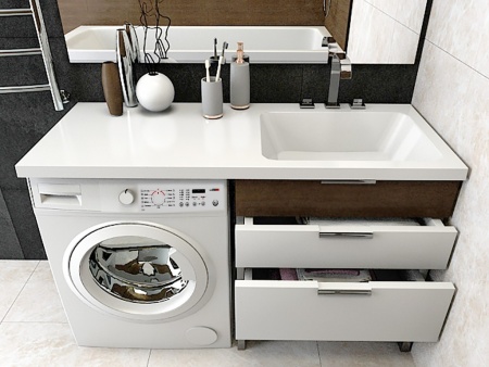 Умывальник над стиральной машиной MADERA Kamilla 120 правая чаша белая