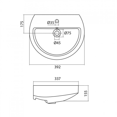 Умывальник настенный Santek "Аллегро-40", белый 1WH301950