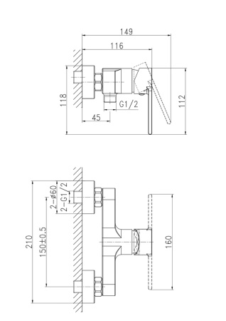 Смеситель для душа однорычажный черный Cersanit Brasko 63109