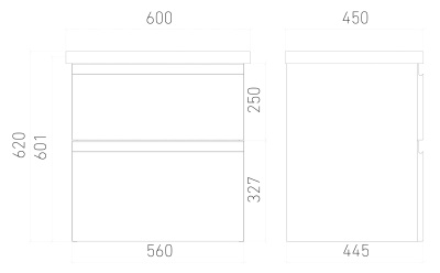 Тумба подвесная Laparet Optimum 60 с умывальником Cersanit Como 60 белый глянец LO-WCAB-60-01+S-UM-COM60/1-w