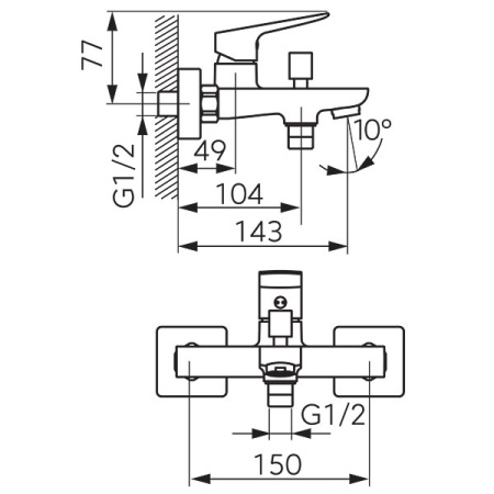 Смеситель для ванны монолитный Ferro Vitto VerdeLine, хром BVI1VL