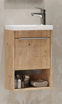 Тумба Акватон Хоуп 40 с умывальником Миранда 40, орех 1A2871K0HP6C0