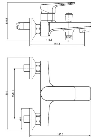 Смеситель для ванны однорычажный Cersanit Nature, хром А63064. Распродажа