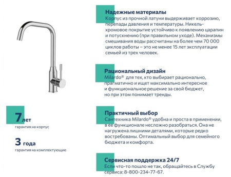 Смеситель для кухни Milardo Meal, хром M01SBL0M05