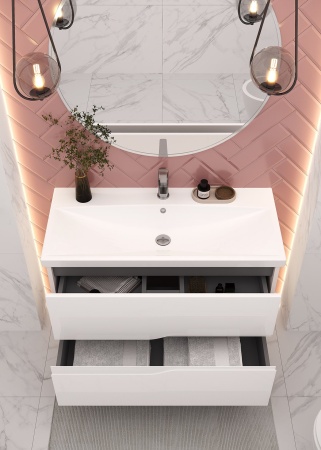 Тумба подвесная Laparet Altair 80 с умывальником Cerastyle Elite 80, белый глянец (LAL-WCAB-80-01+VB032M22U00)