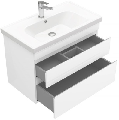 Тумба подвесная Laparet Sargas 80 с умывальником Cerastyle Frame 80 белый глянец (LS-WCAB-80-01+VB015M22U00)