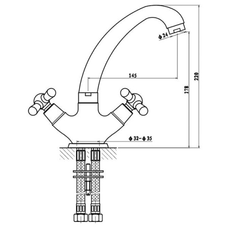 Смеситель для кухни Gross Aqua Retro 6014012BRL-A03