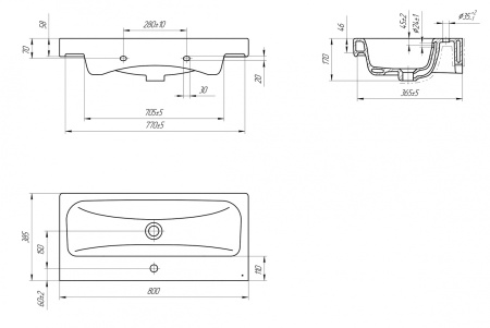 Тумба подвесная Laparet Optimum Slim 80 с умывальником Cersanit Moduo Slim 80 белый глянец LO-WCAB-80SL-01+S-UM-MOD80SL/1