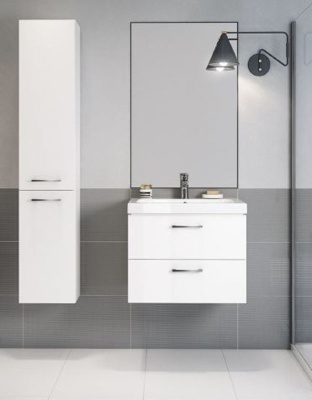 Тумба под умывальник подвесная Cersanit LARA 60 с умывальником COMO 60, белая (SZ-LARA-CO60/Wh+UM-COM60/1)