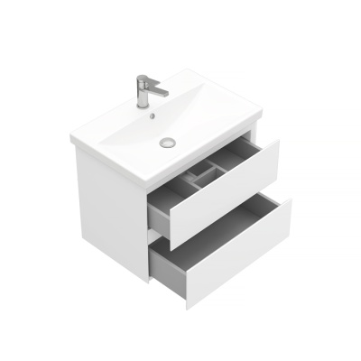 Тумба подвесная Laparet Vitrum 70 с умывальником Cerastyle Elite 70, белый матовый (LV-WCAB-70-11+VB032K42U00)