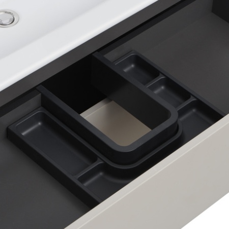 Тумба под умывальник подвесная Акватон Сохо 75 с умывальником Элина 75, слэйт/галька серая