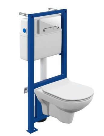 Комплект Cersanit CITY CO DPL EO slim + LINK PRO + кнопка ESTETICA белый с рамкой хром 64277. Акция