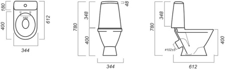Унитаз-компакт напольный Sanita Лада эконом LDASACC01090111, белый