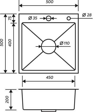Кухонная мойка PMC + корзина раздвижная + дозатор врезной MR-5050