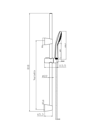 Душевой гарнитур (стойка) 3 режима шланг 200 PVC черный Cersanit Neno 63696