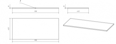 Столешница Cersanit MODUO 100, дуб BL-MOD100
