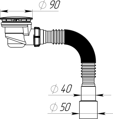 Сифон для душевого поддона Aquant Standart, белый V515-40-MR