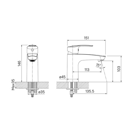 Комплект смесителя для ванны и раковины Iddis Ray