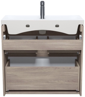 Тумба с умывальником Iddis Zodiac ZOD8ABFi95K, белая/под дерево