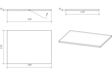 Столешница Cersanit MODUO 60, дуб BL-MOD60